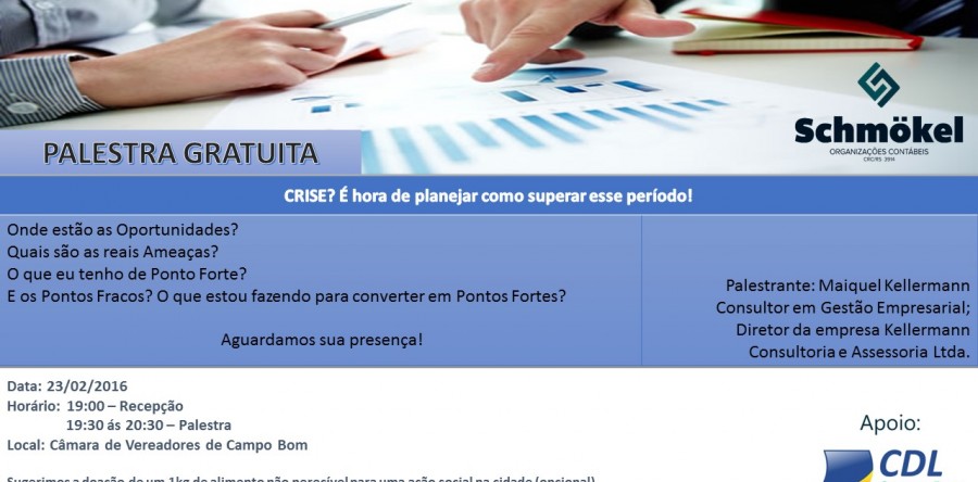 PALESTRA GRATUITA CRISE? É hora de planejar como superar esse período!